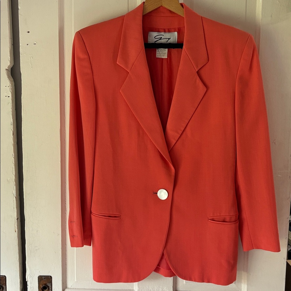 Vintage Givenchy Coral Blazer Jacket with Accent Button